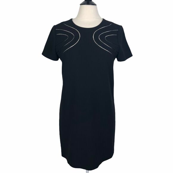 DVF Diane Von Furstenberg Cecilia Ladder Stitch Cutout Short Sleeve Shift Dress - Picture 4 of 12